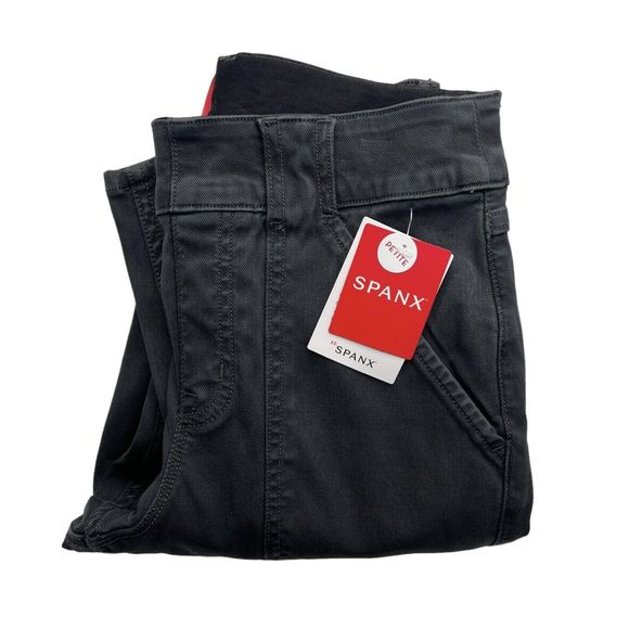 New‎ Spanx Cargo Pant Stretch Twill Ankle  Womens Size Petite Small Washed Black - Picture 1 of 11